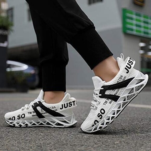Women's White Running Walking Tennis Blade Non Slip Athletic Sneakers Shoes - Picture 2 of 7